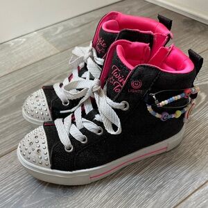 Black and Pink Kids High-Top Sneakers